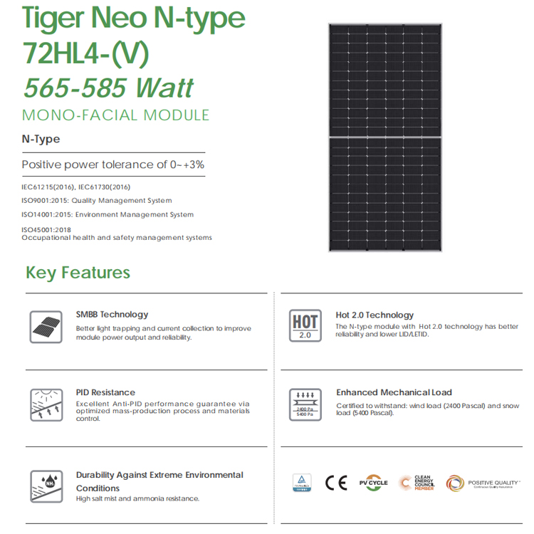 Модуль ПВХ типа Jinko n, 610 В – обзор и цена Jinko Solar Panel N-Type